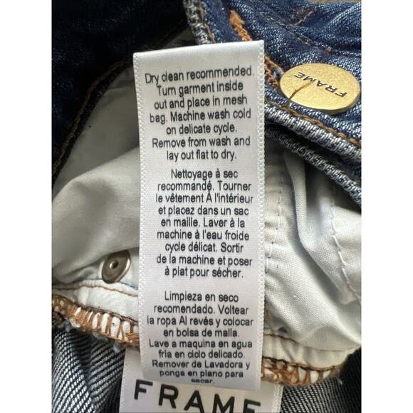 Frame Denim Jeans Womens 26 Le Skinny De Jeanne Feathered Hem Distressed Boho - Picture 7 of 12